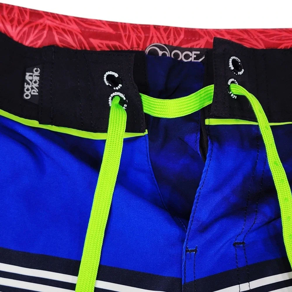 OP Ocean Pacific Board‎ Short sz 30 Men Neon Green Royal Blue OPFBSY Skater Surf